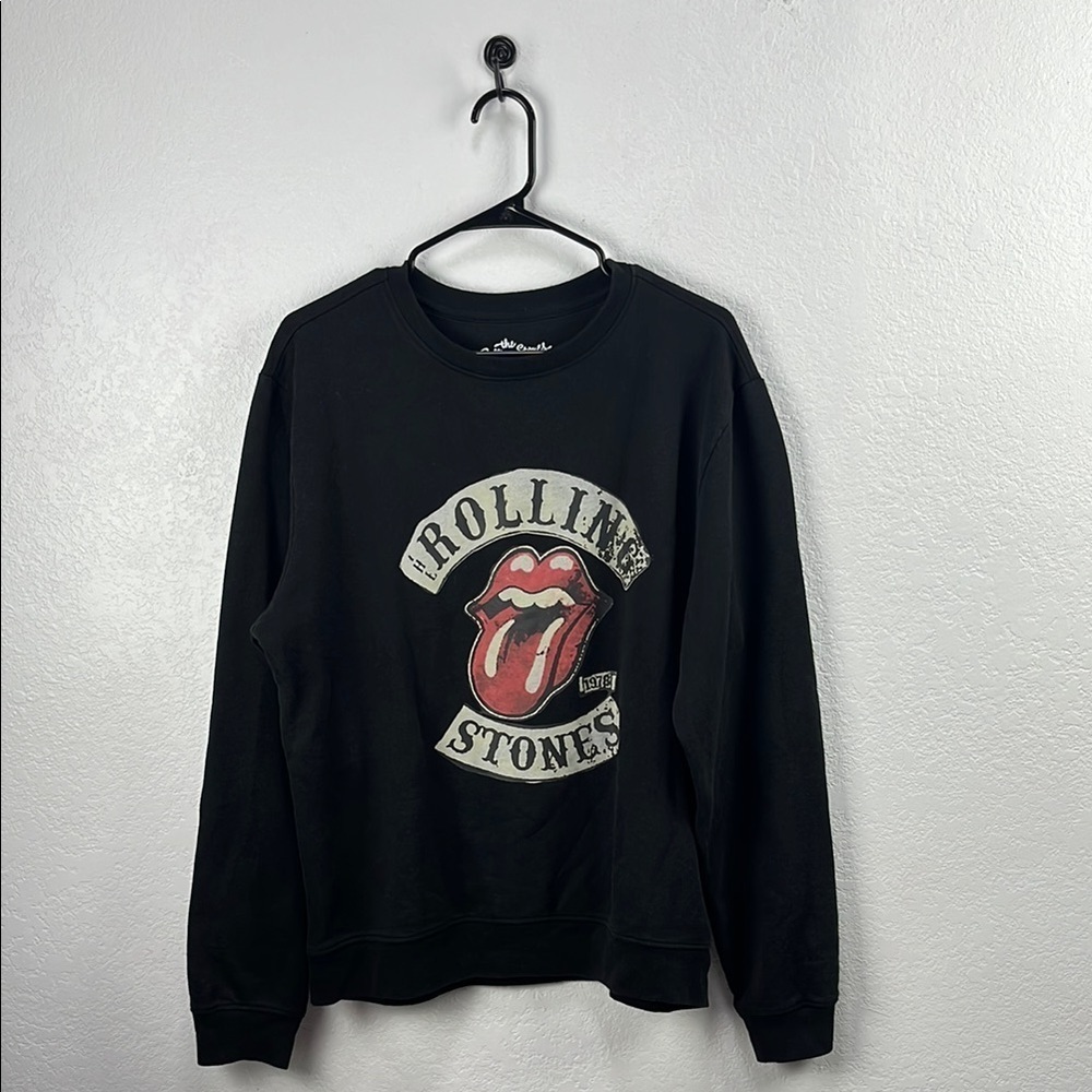 The Rolling Stones Mens M Black Long Sleeves Crew Neck Pullover Sweatshirt